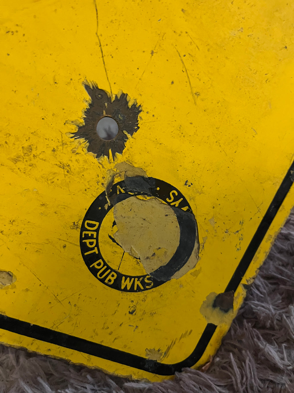 Porcelain Enameled sign w/ Button Reflectors “ROAD CLOSED”