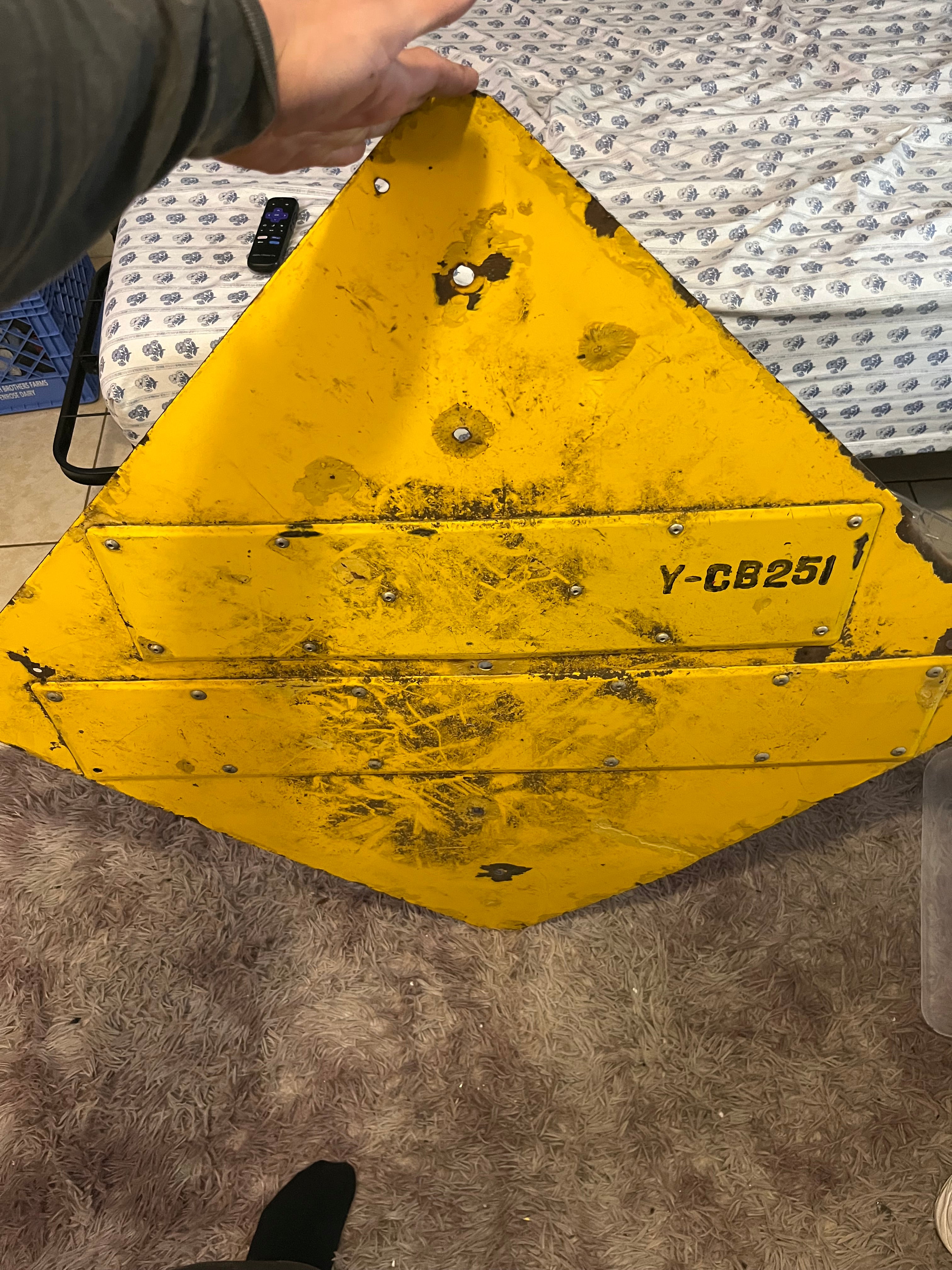 Porcelain Enameled sign w/ Button Reflectors “ROAD CLOSED”