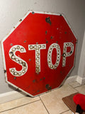 Vintage Retired Sign: 30" Porcelain Stop Sign w/ Reflectors