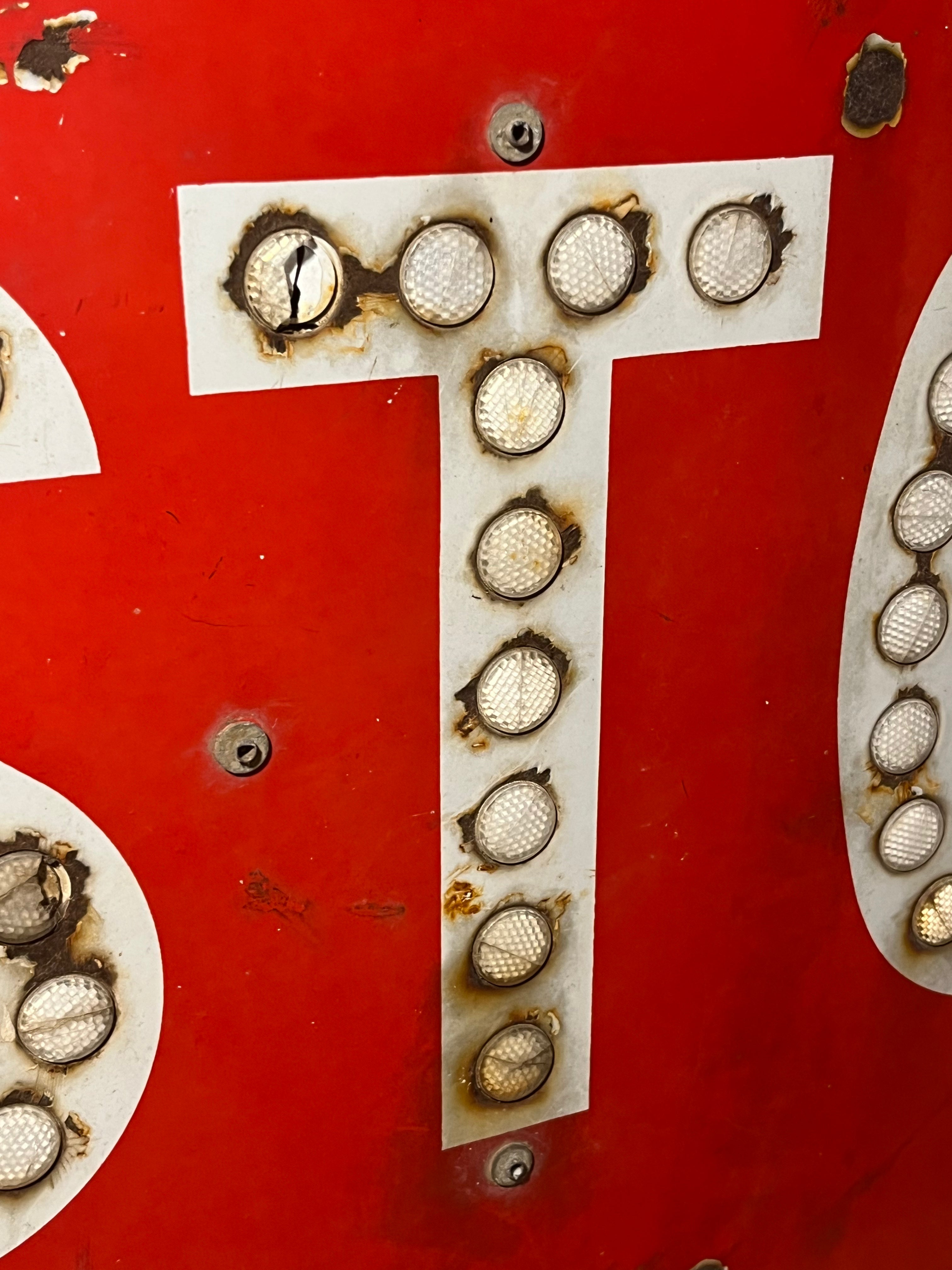 Vintage Retired Sign: 30" Porcelain Stop Sign w/ Reflectors