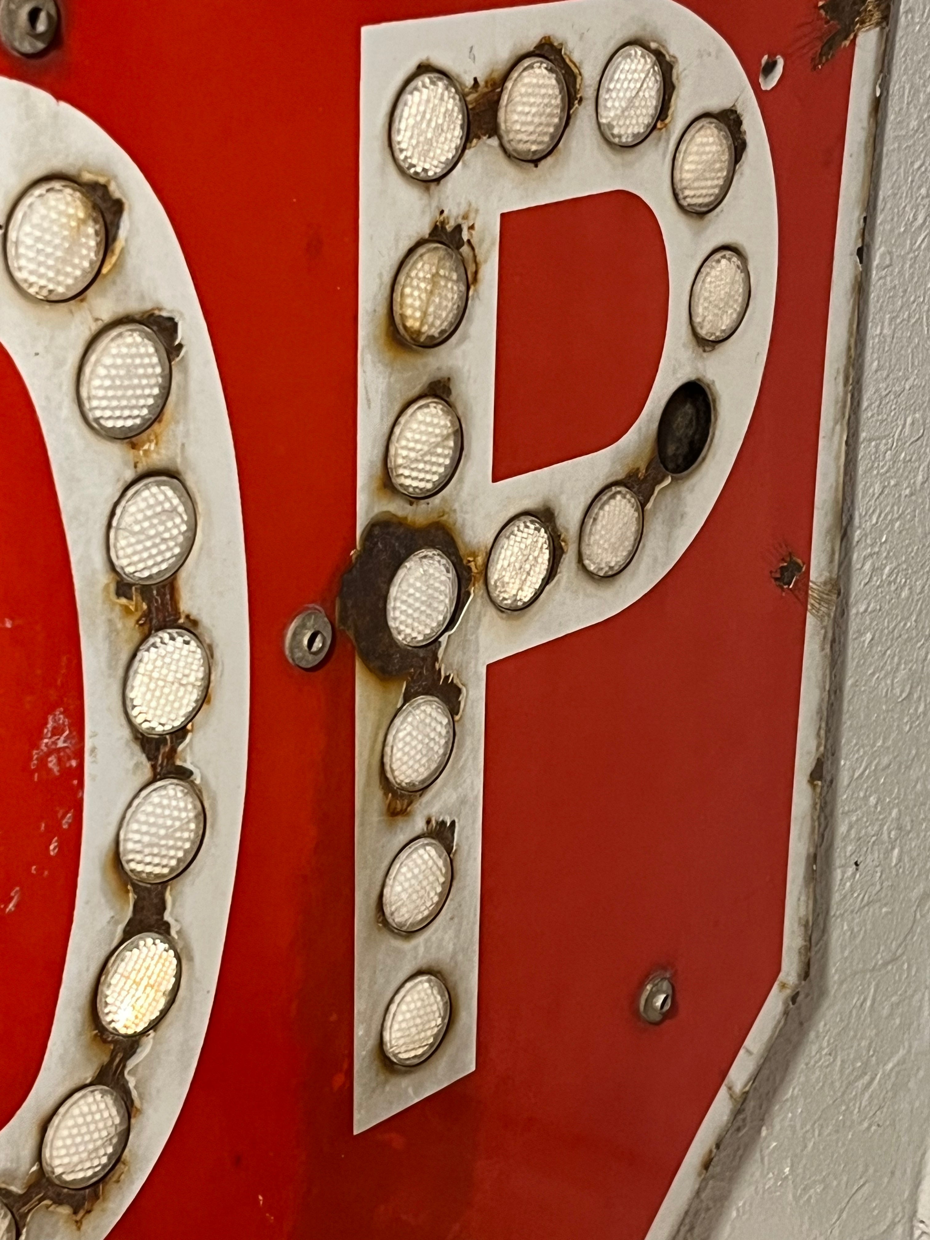 Vintage Retired Sign: 30" Porcelain Stop Sign w/ Reflectors