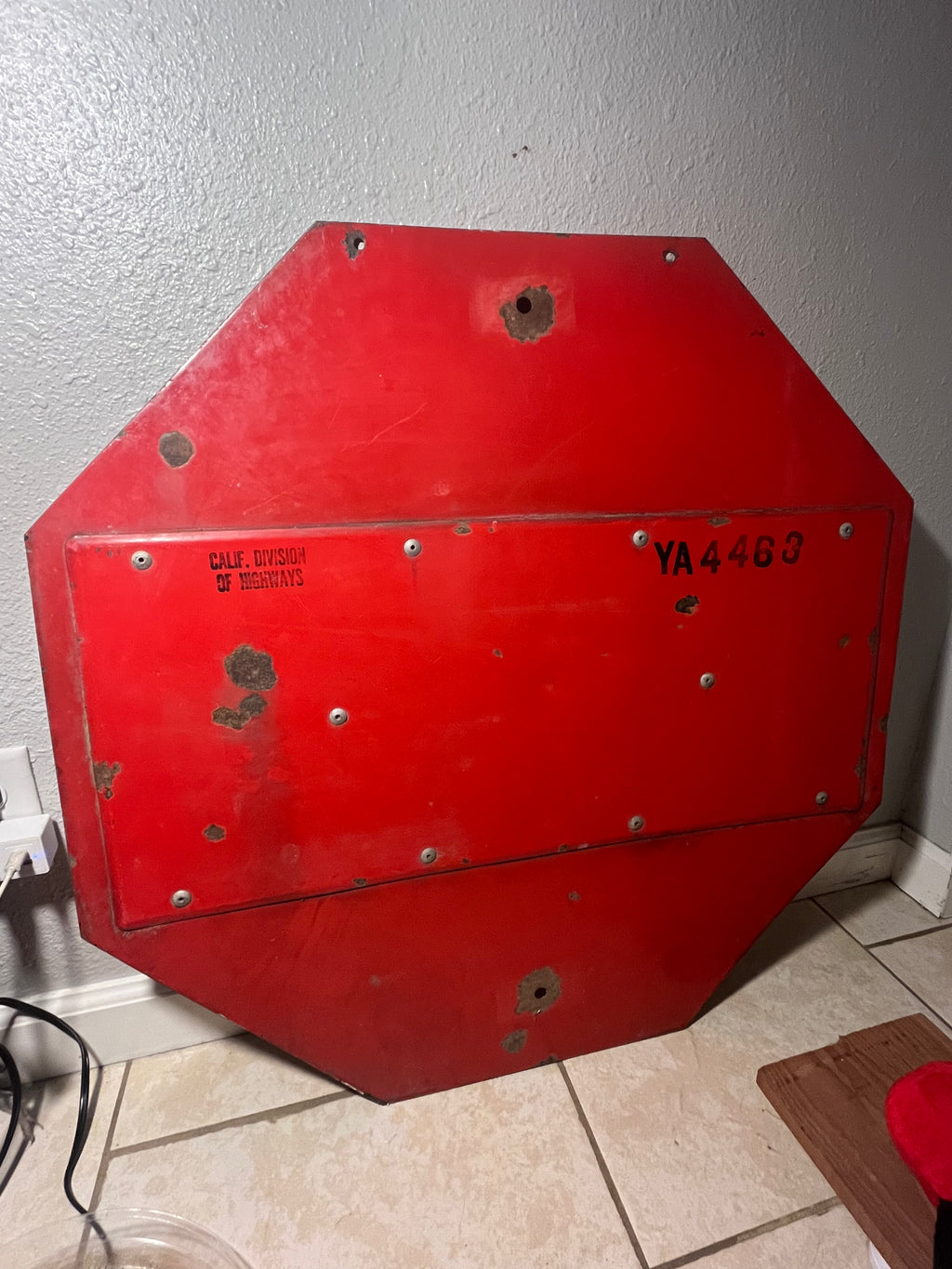 Vintage Retired Sign: 30" Porcelain Stop Sign w/ Reflectors