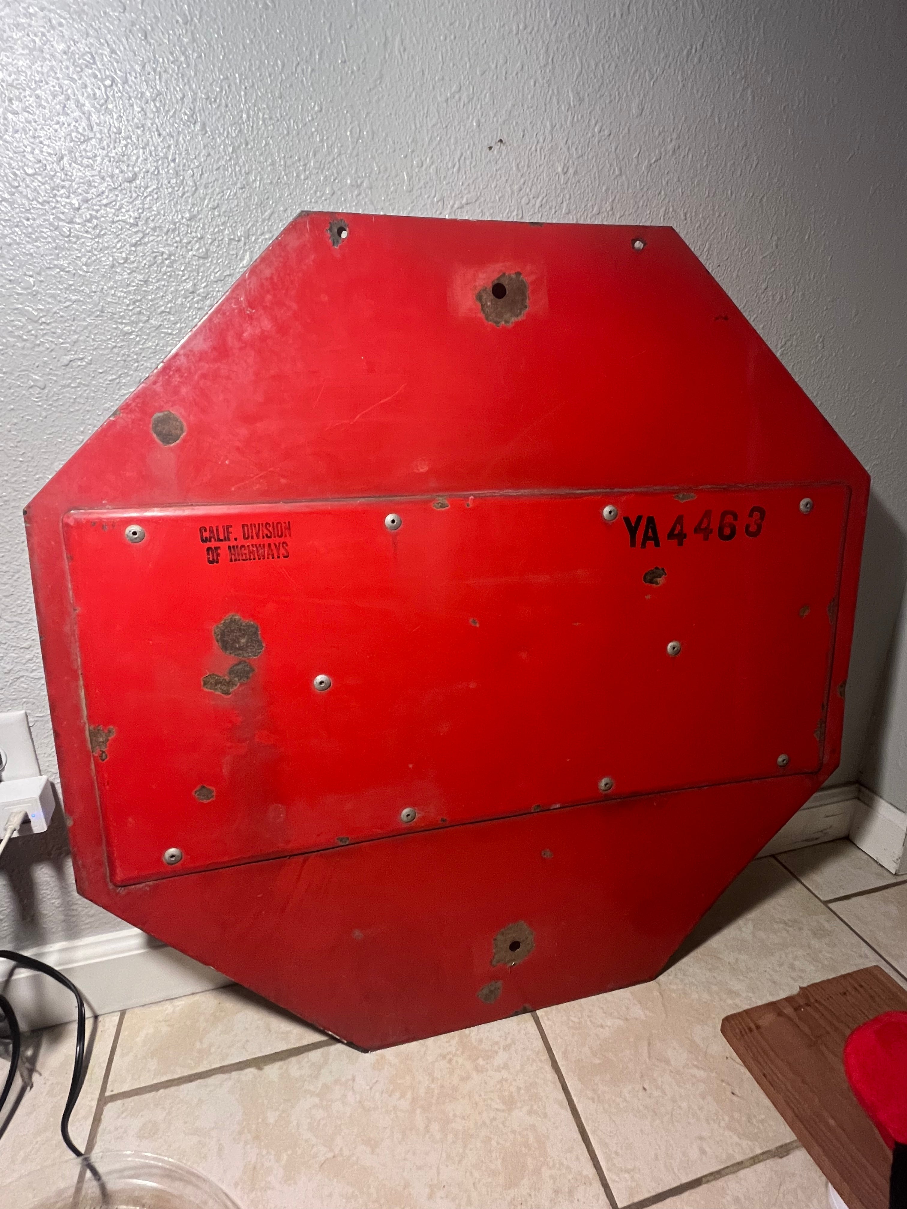 Vintage Retired Sign: 30" Porcelain Stop Sign w/ Reflectors